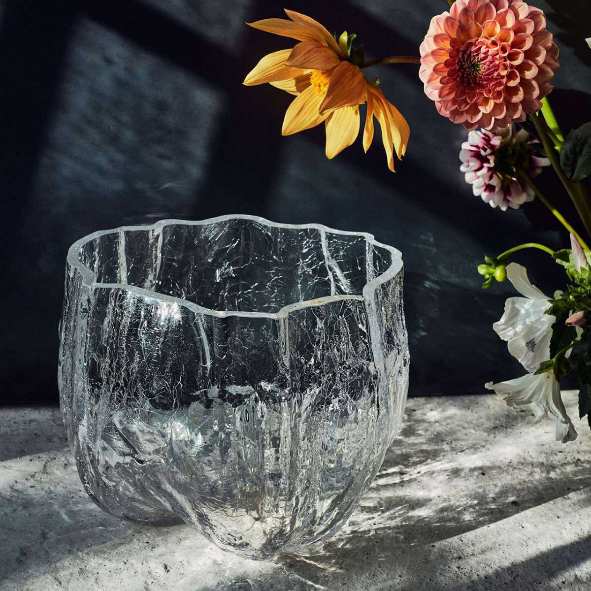 KOSTA BODA コスタボダ CRACKLE フラワーベース ( M / クリア )｜北欧雑貨