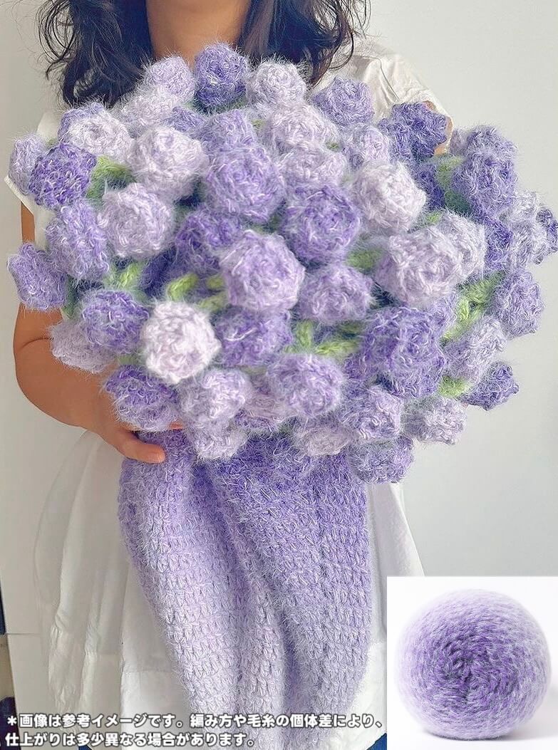 手編みキット】花束ブランケット全9色｜選べるサイズと葉っぱ有無