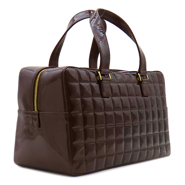 シャネル CHANEL チョコバー ブラウン パテントレザー レザー ボストン