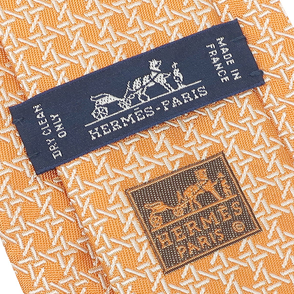 エルメス HERMES 幾何学模様 8cm オレンジ シルク ネクタイ – HOUBIDOU
