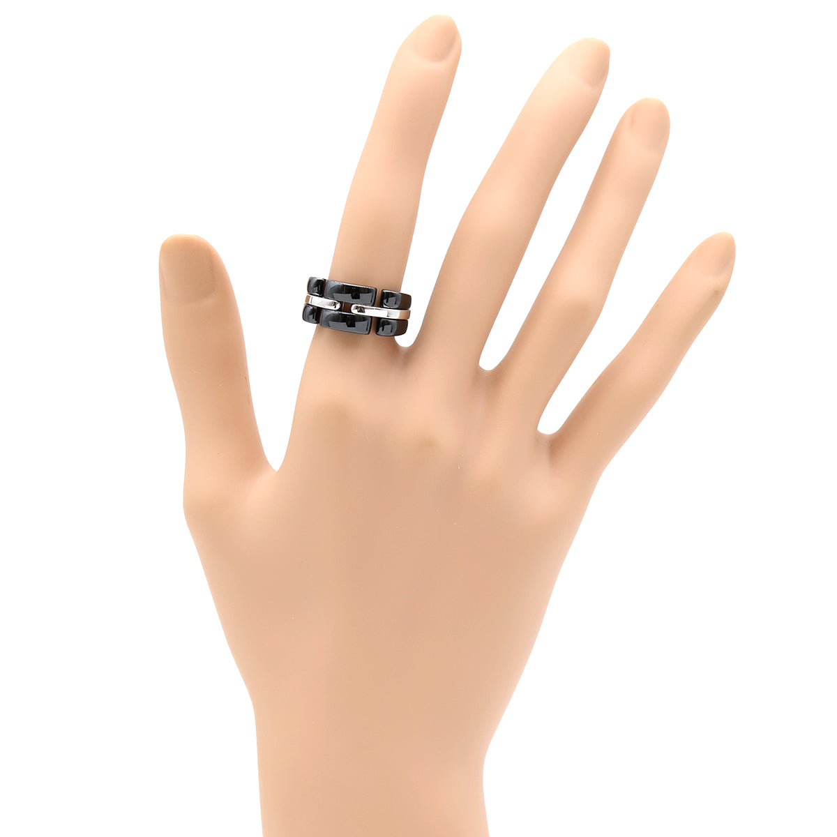 シャネル CHANEL シャネル ウルトラリング ブラック×ホワイトゴールド