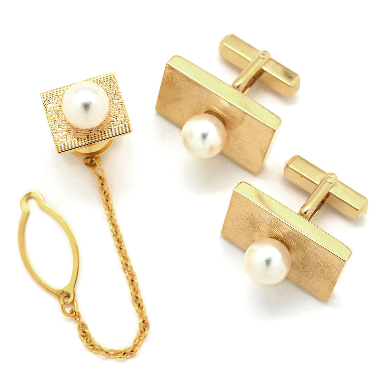 ノンブランド NON BRAND パール タイピン セット ホワイト×イエロー