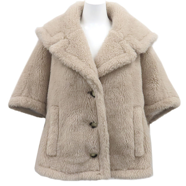 マックスマーラ Max Mara テディベア ケープ ベージュ アルパカ ウール