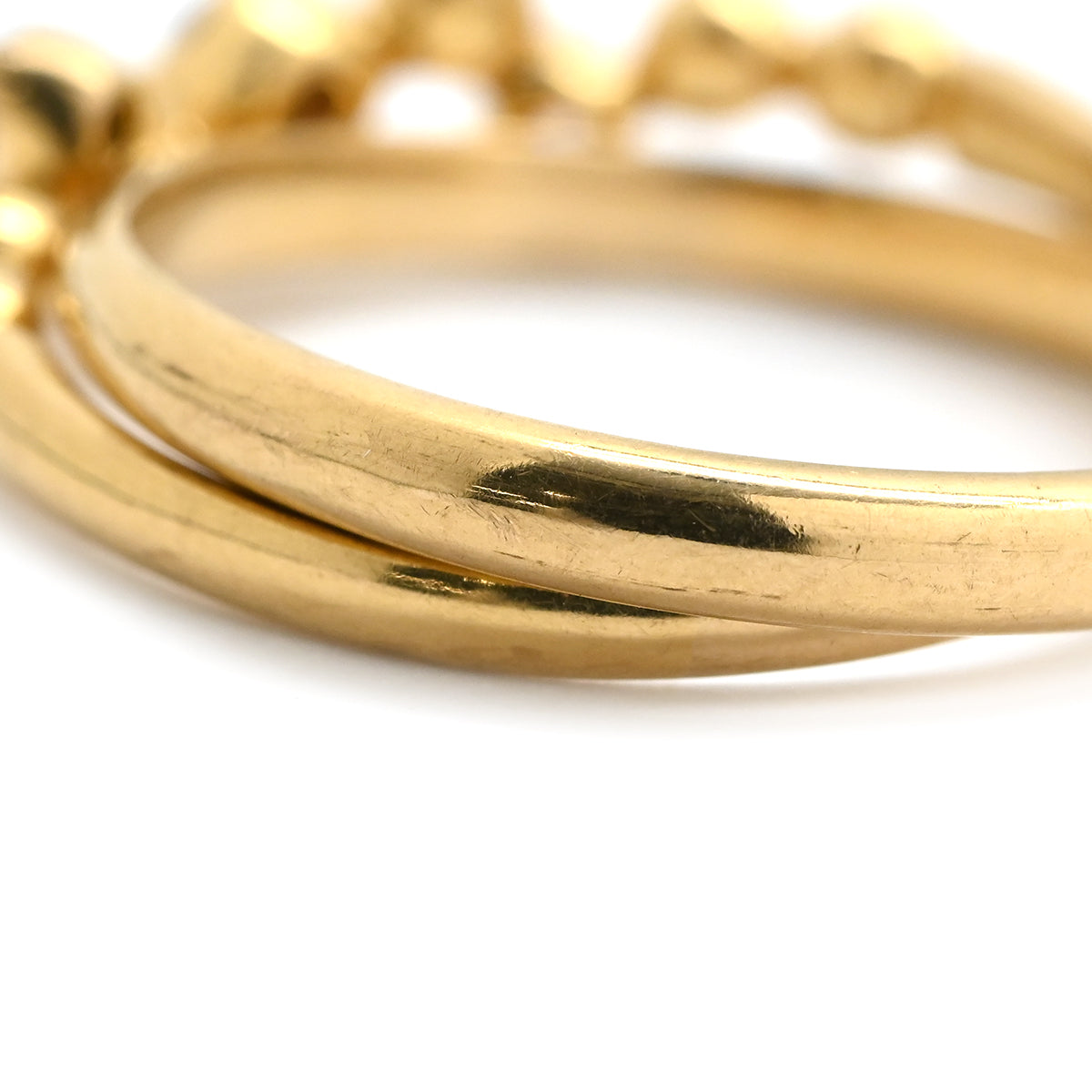 4℃ 4℃ ダブルループ ダイヤ イエローゴールド リング 指輪 K18YG Au750