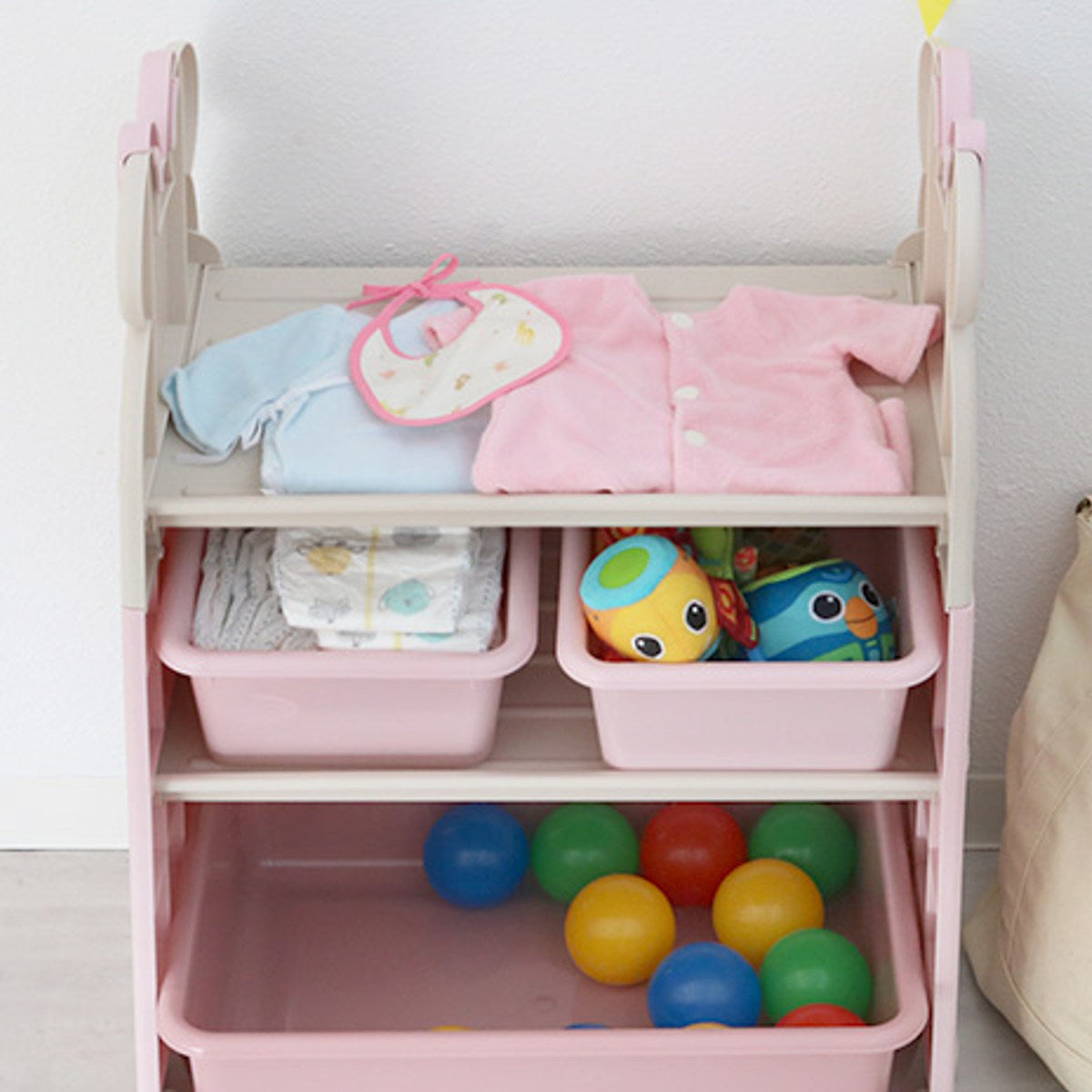 おもちゃ 収納 ラック ミニーマウス トイステーション エクリュ