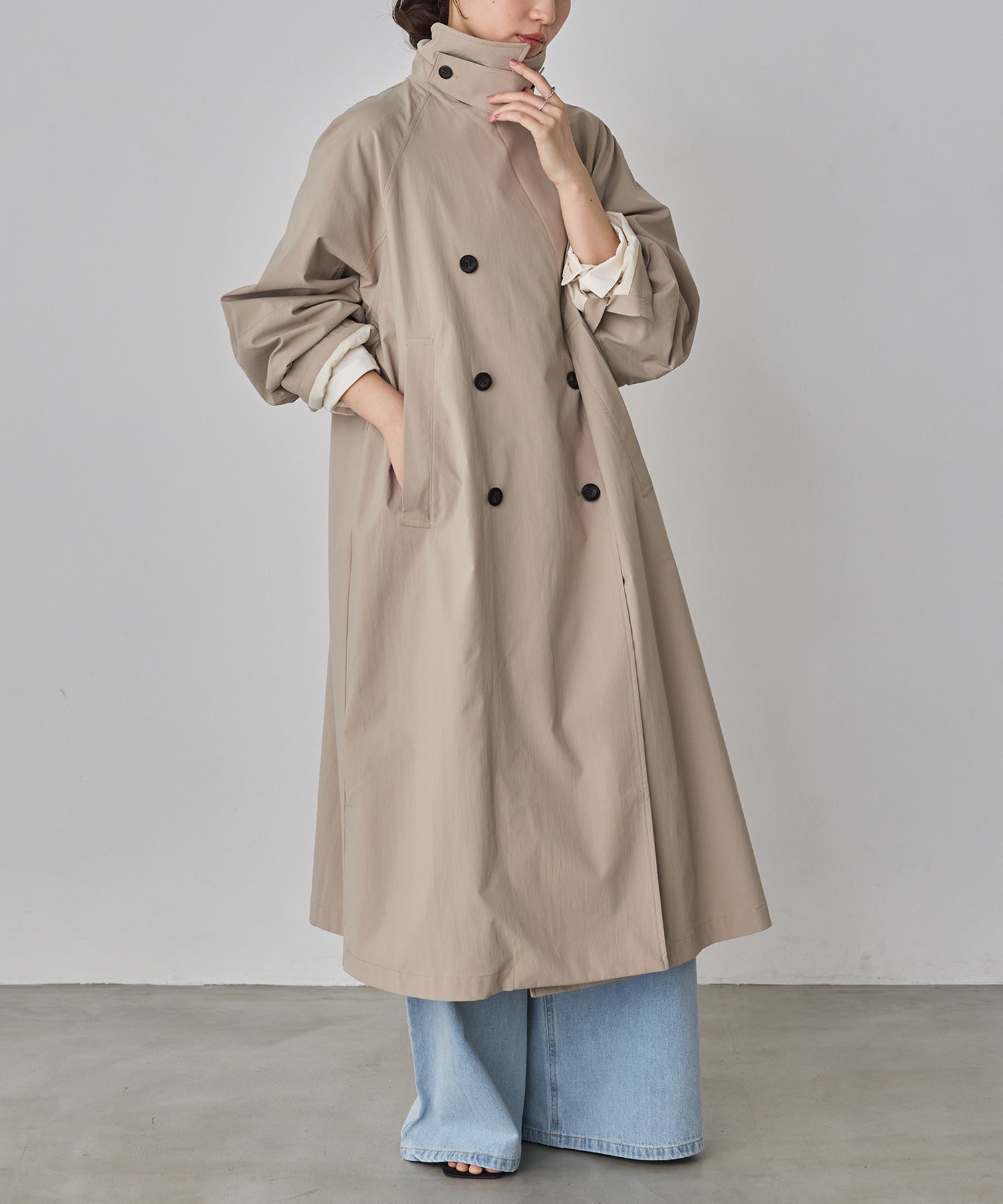 ストレッチポリエステル トレンチコート