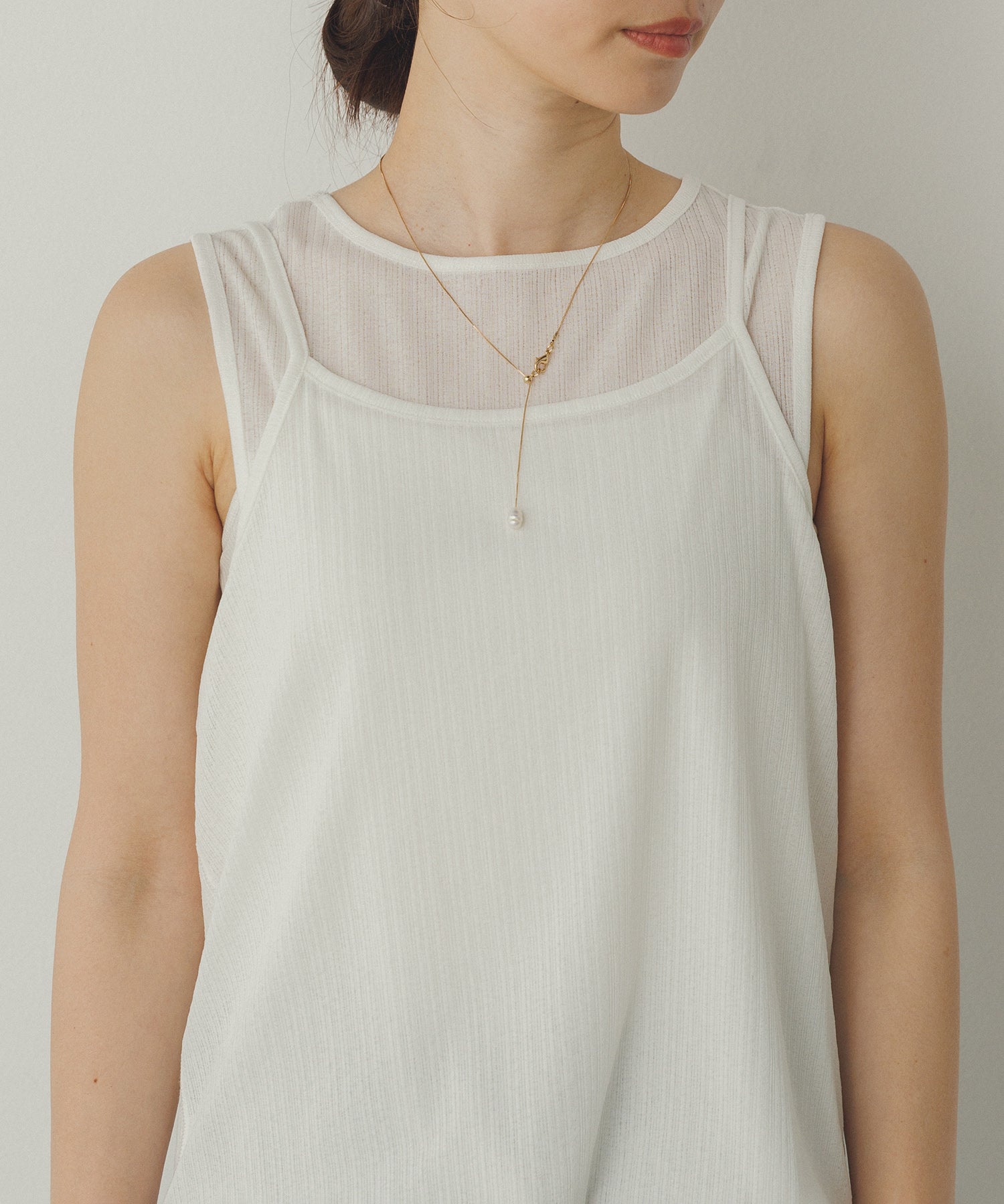 ランダムリブ シアータンクトップ