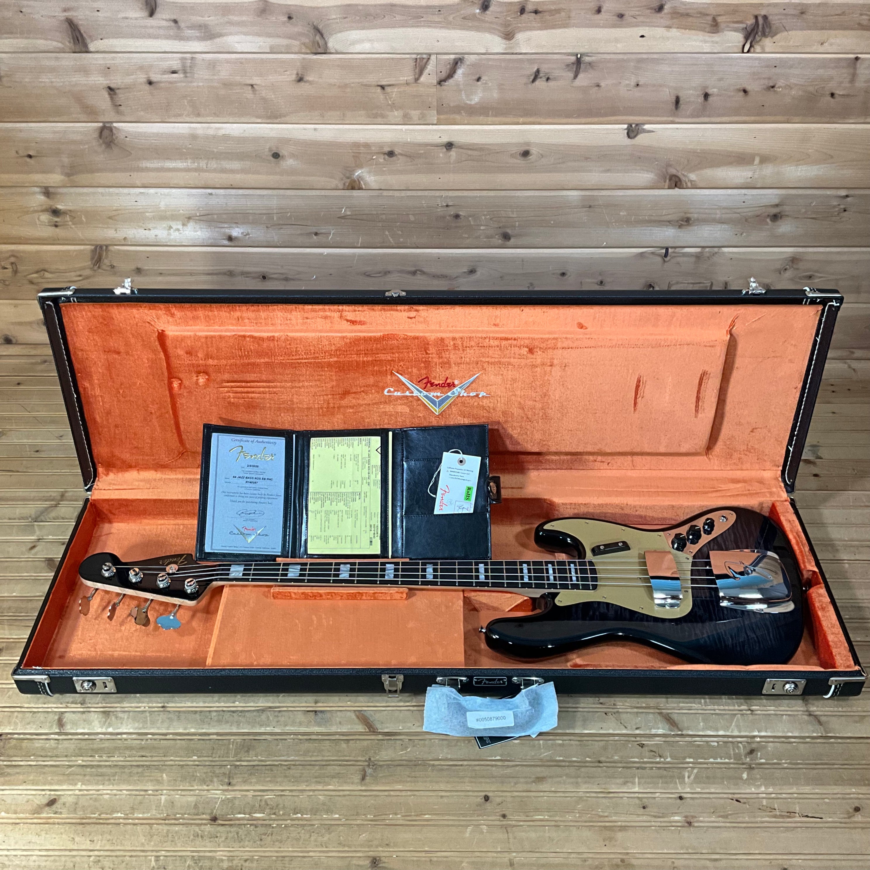 Fender Custom Shop 1964 Jazz Electric Bass NOS Guitar - Ebony