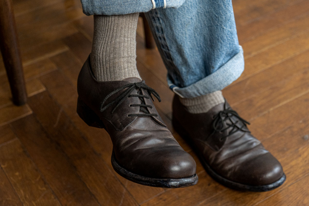 SUGINARI MORIMOTO レースアップダービーシューズブラウン【YouTube