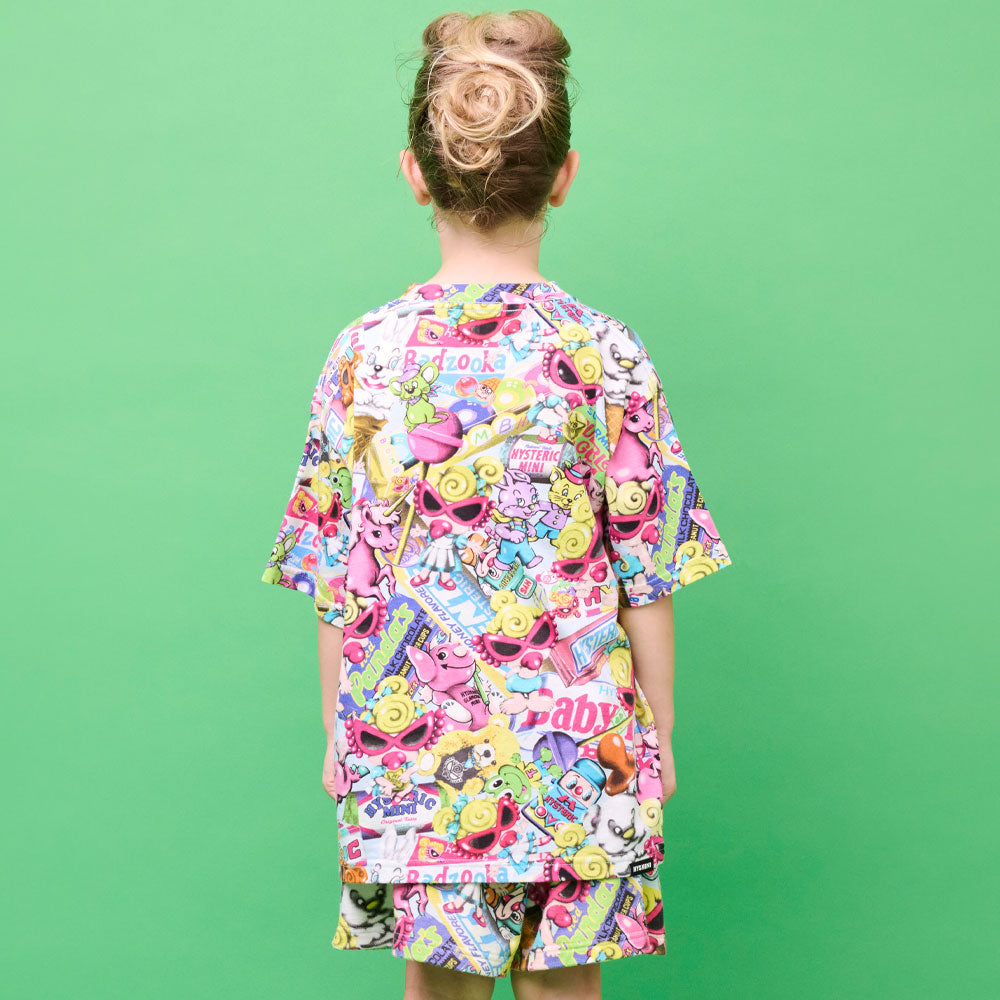 HYSTERIC MINI IN WONDERLAND総柄 Viscotex 半袖Tシャツ