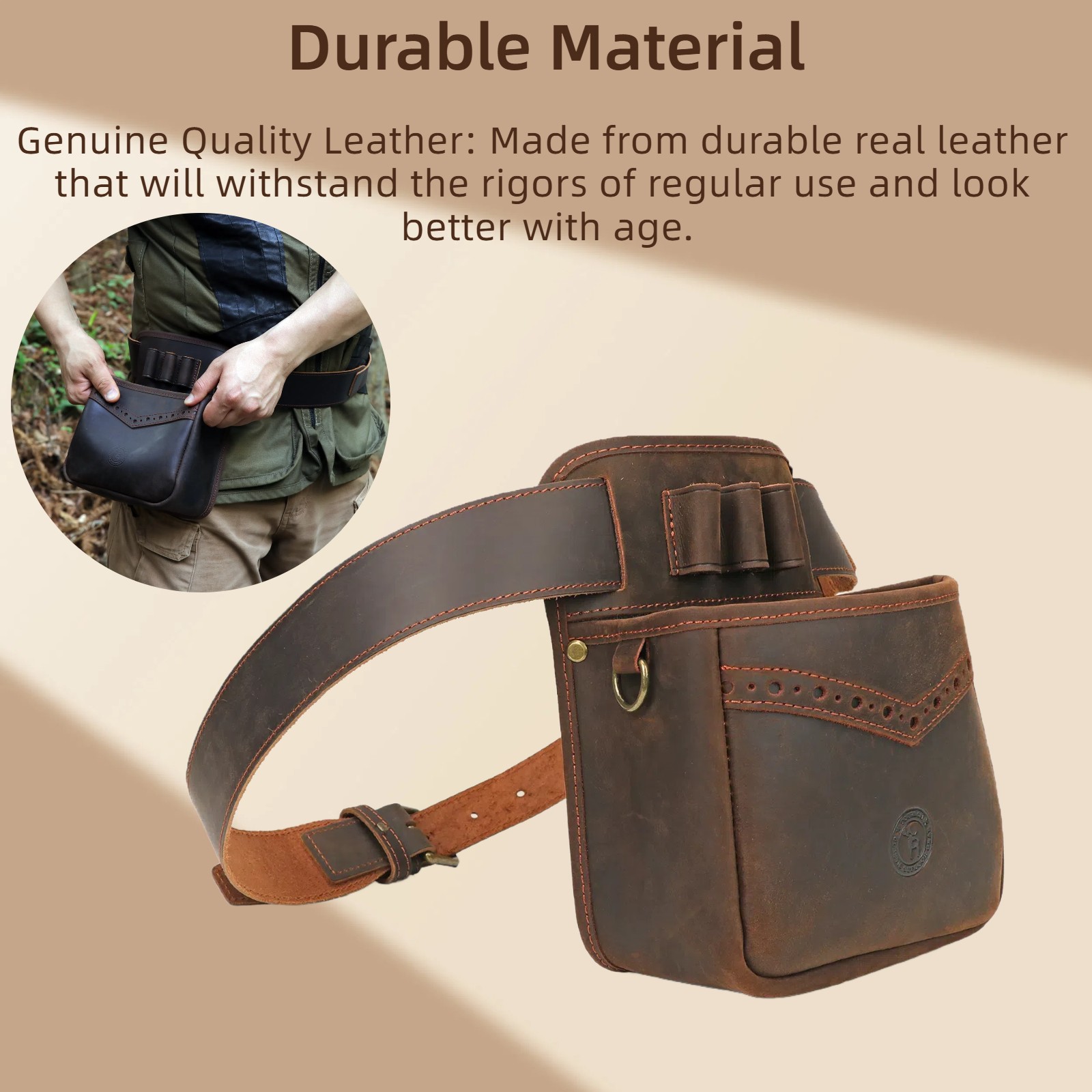 Leather Skeet Trap Shooting Ammo Storage Pouch Shotgun Shell