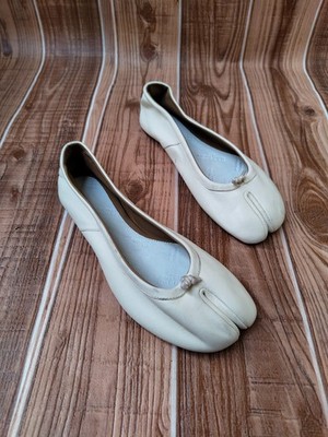 Maison Martin Margiela TABI Leather Cream White Ballerina Flats EU