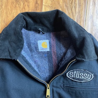 Vintage Carhartt X Stussy Detroit Mens Large Black Zip Up Jacket