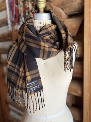 Christian Dior Plaid Cashmere Scarf | eBay