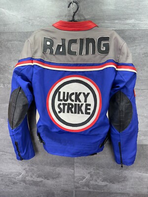 Vintage Lucky Strike Racing Leather Mens Jacket Size S | eBay
