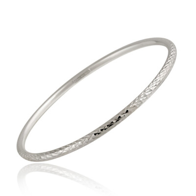 925 Sterling Silver 3mm Diamond-Cut Bangle Bracelet | eBay