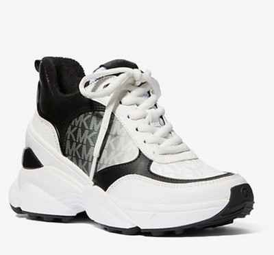 Michael Kors Katrina Wedge Trainer Ombré Black Size 9.5 New In Box