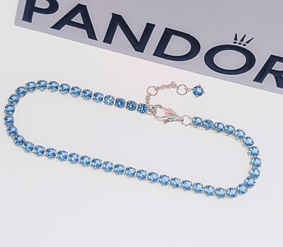 New 100% Authentic PANDORA 925 Ale Sparkling Lite Blue Tennis