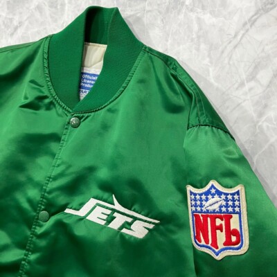VTG 90s NFL NEW YORK JETS STARTER SATIN BOMBER JACKET SIZE M MADE