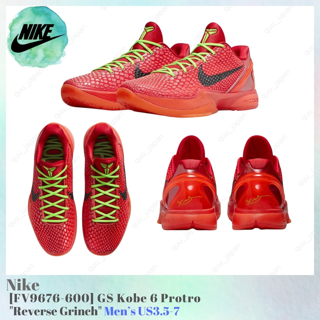 Nike GS Kobe 6 Protro Reverse Grinch FV9676-600 Red Men's US3.5-7