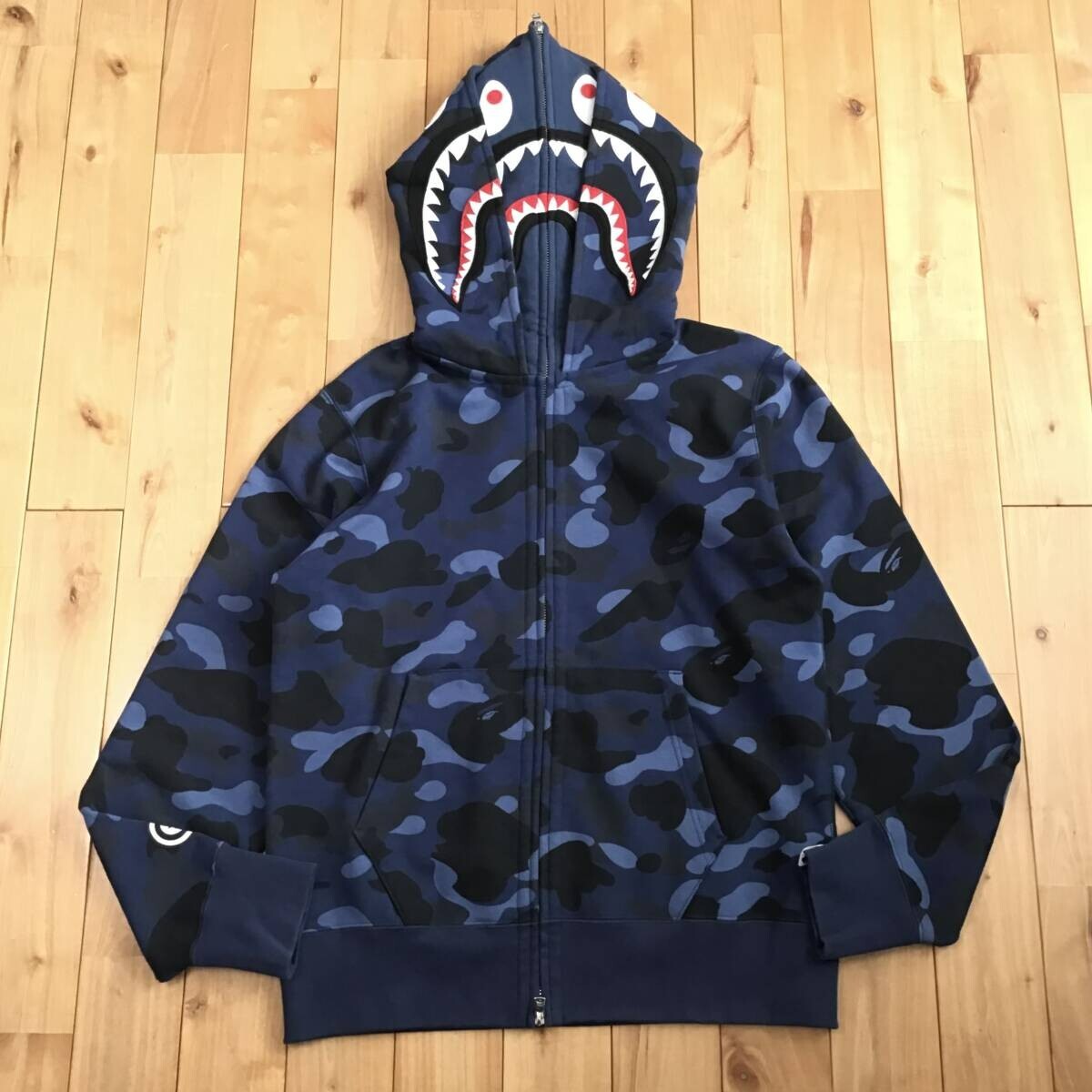 BAPE Double Shark Full Zip Hoodie Blue camo A Bathing Ape Size M