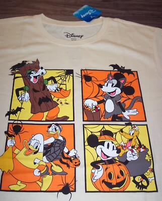 Walt Disney Mickey Mouse Goofy Donald Halloween T-Shirt Mens SMALL