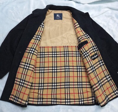 BURBERRY LONDON Overcoat Merino Wool Jacket Coat Nova Check Black