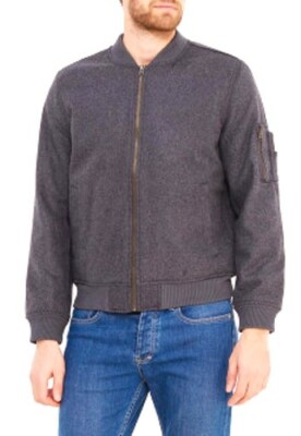 GAP WOOL PRIMALOFT BOMBER FLIGHT Jacket Pea Coat Gray Wool Lined