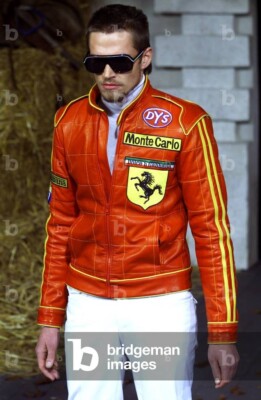 VINTAGE! DOLCE & GABBANA red racing leather biker jacket F1