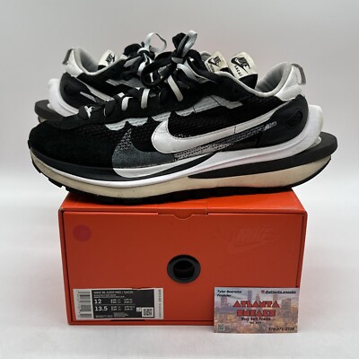 Size 12 - Nike sacai x VaporWaffle Black White Leather See Thru