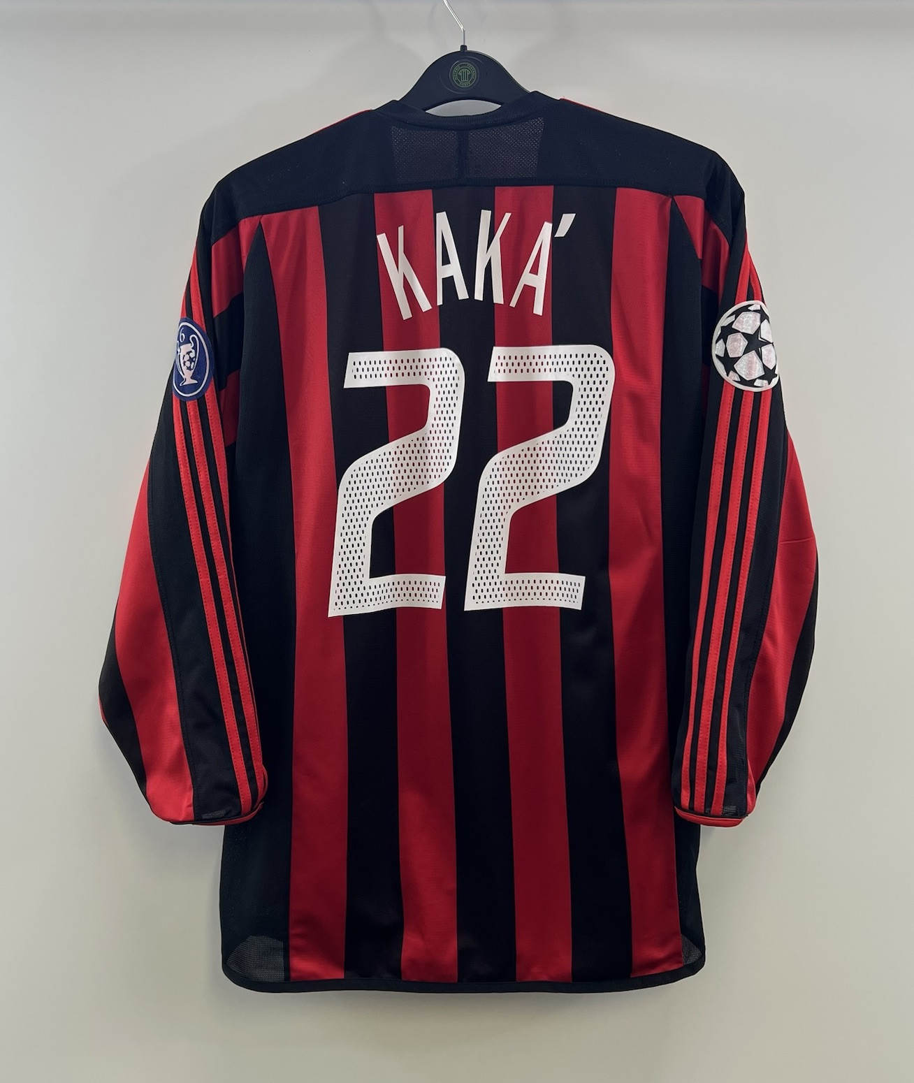AC Milan Matchworn Kaka 22 CL L/S Home Football Shirt 2003/04 (XL