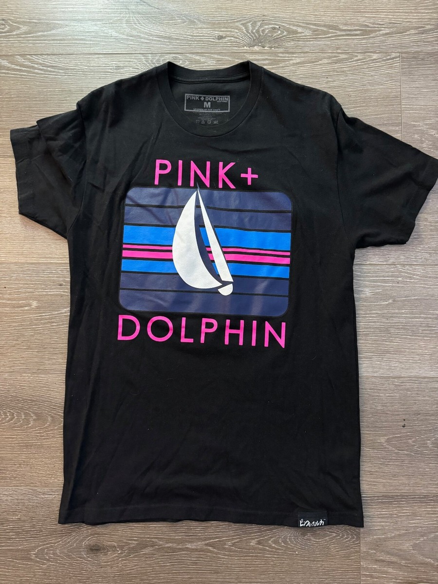 PINK DOLPHIN Black Pink Blue SailBoat T-Shirt Medium *USED* | eBay