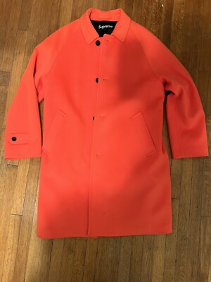 Supreme Loro Piana wool trench coat Neon orange Large EUC Fw18 | eBay