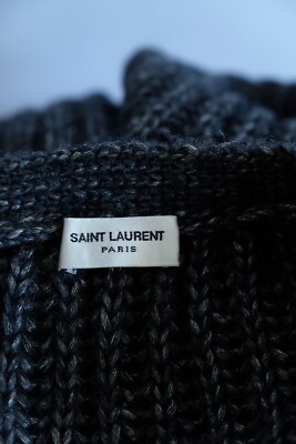 Saint Laurent Destroyed Grey Knit Cardigan SS16 Surf Sound Hedi