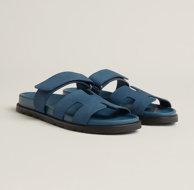 Size 37EU NIB HERMÈS Bleu Turquin Suede Women's Chypre Sandals | eBay