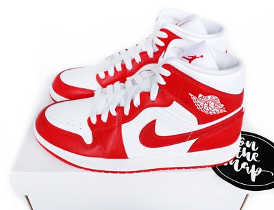 Nike Air Jordan 1 Mid W Habanero Red Syracuse White UK 3 4 5 6 7 8