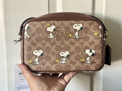 NWT Coach X Peanuts Jamie Camera Bag In Signature Canvas With