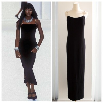 Chanel Vintage Spring/Summer 1998 Silver Crystal Chiclet Black 98p