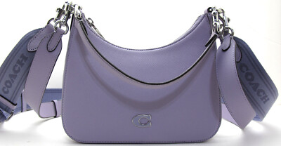 NWT Authentic COACH HOBO Crossgrain Leather Crossbody Soft Purple