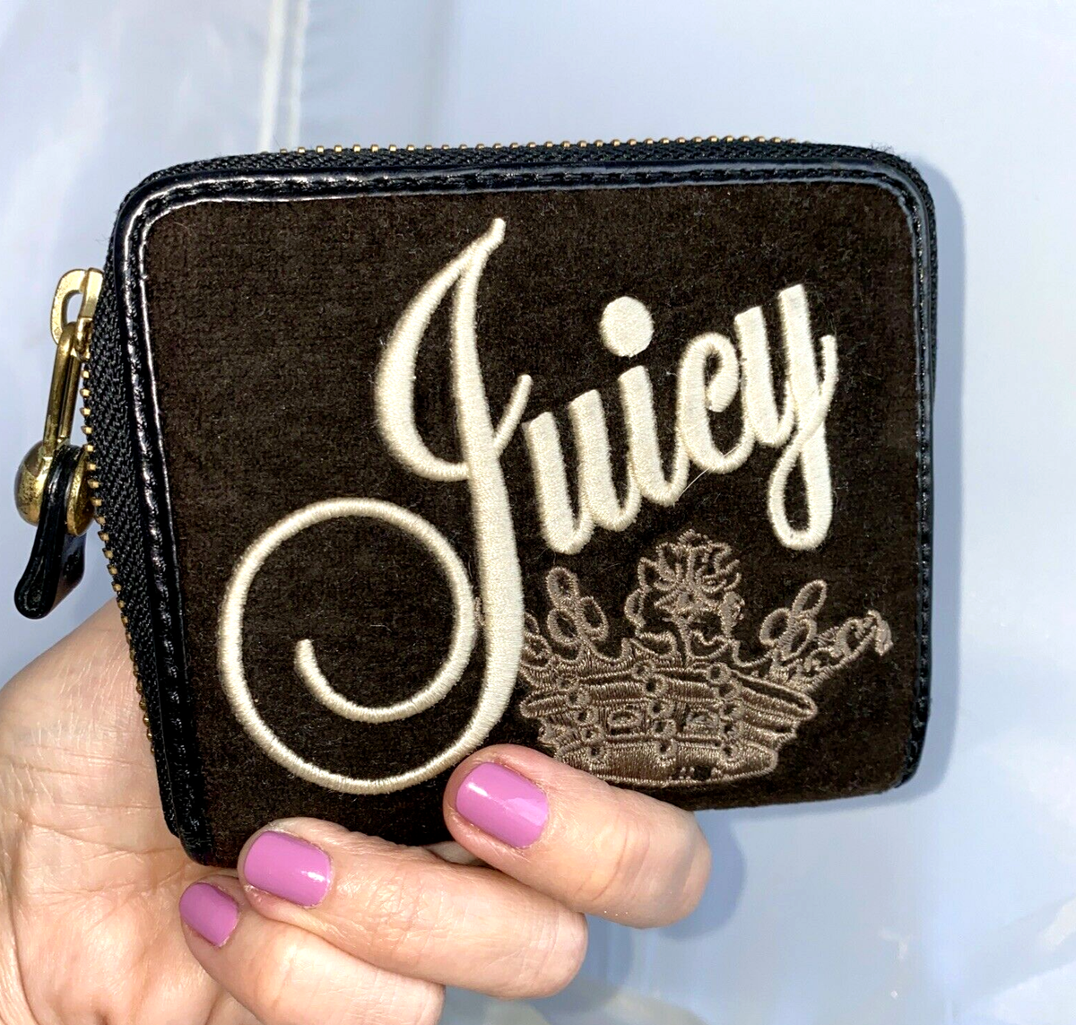 Juicy Couture Wallet Y2K Vintage Embroidered Princess Crown Logo
