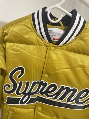 Supreme Script Varsity Puffy Jacket-size M | eBay