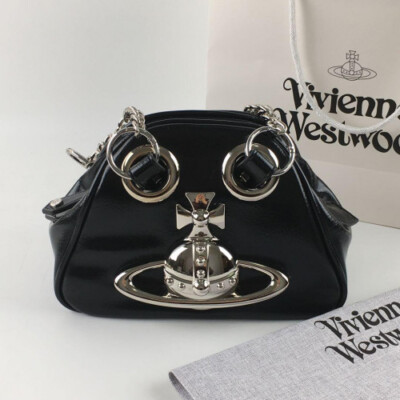 Vivienne Westwood leather big orb chain shoulder bag black New | eBay