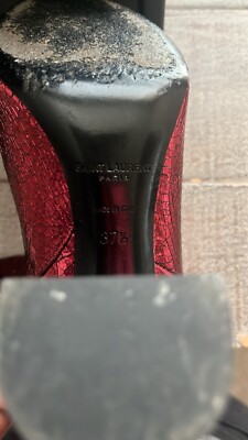 Saint Laurent Booties Cracked Leather Size 7 (size 37.5) With Box