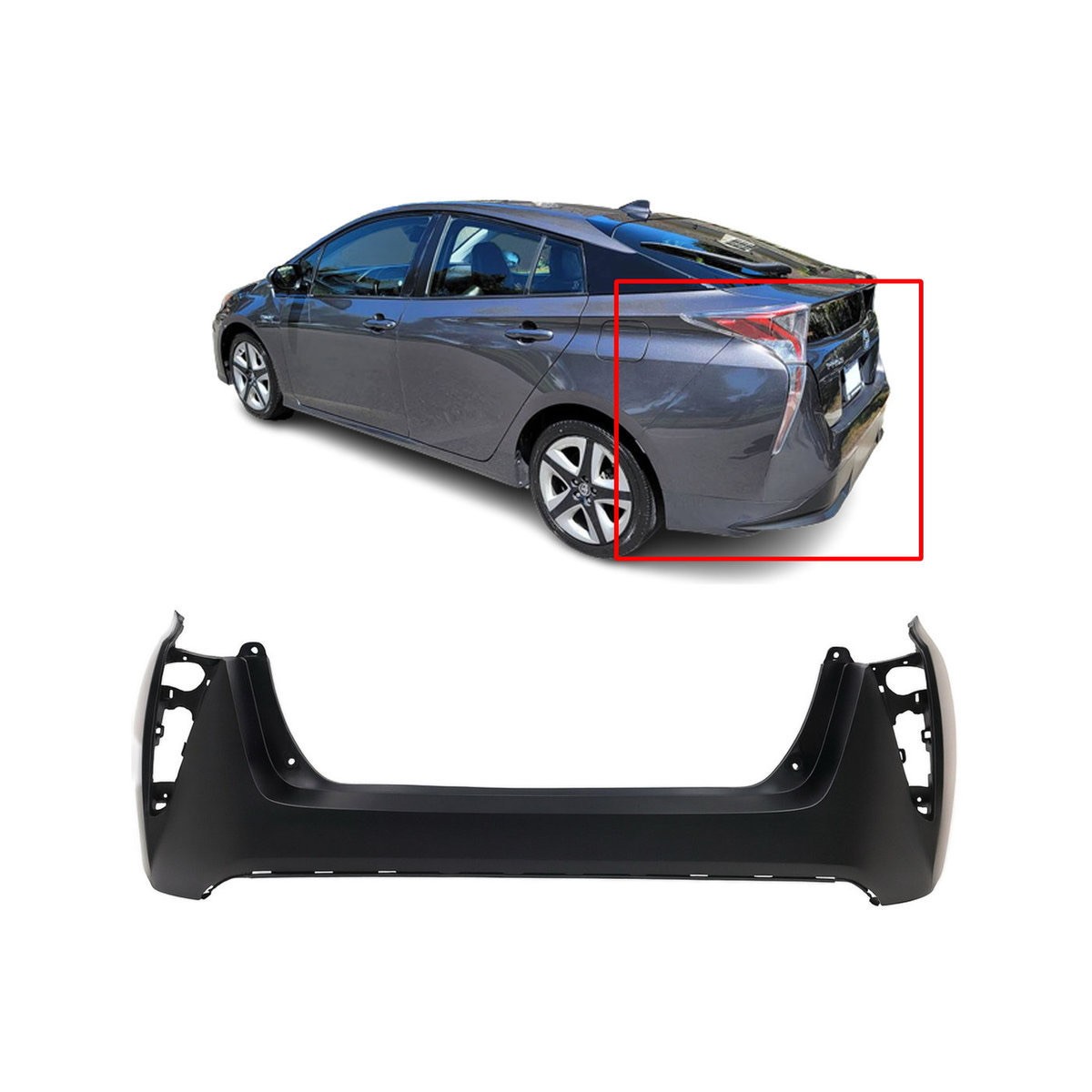 Rear Bumper Cover For 2016-2018 Toyota Prius W/O Park Holes Primed