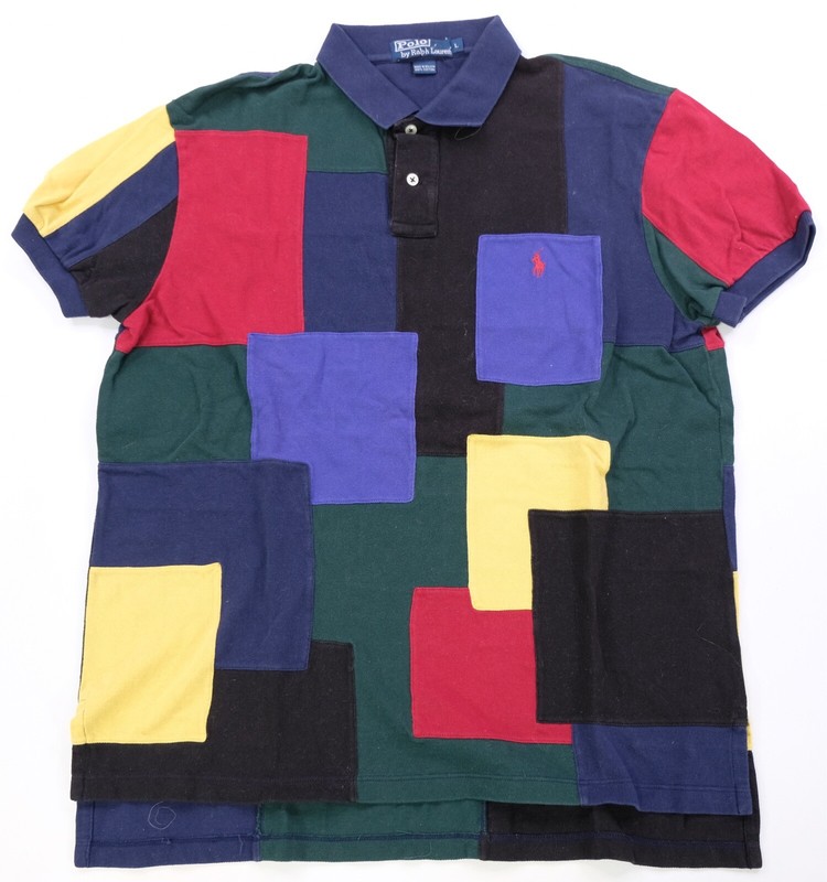 Rare Vintage POLO RALPH LAUREN Small Pony Patchwork Polo Shirt 90s