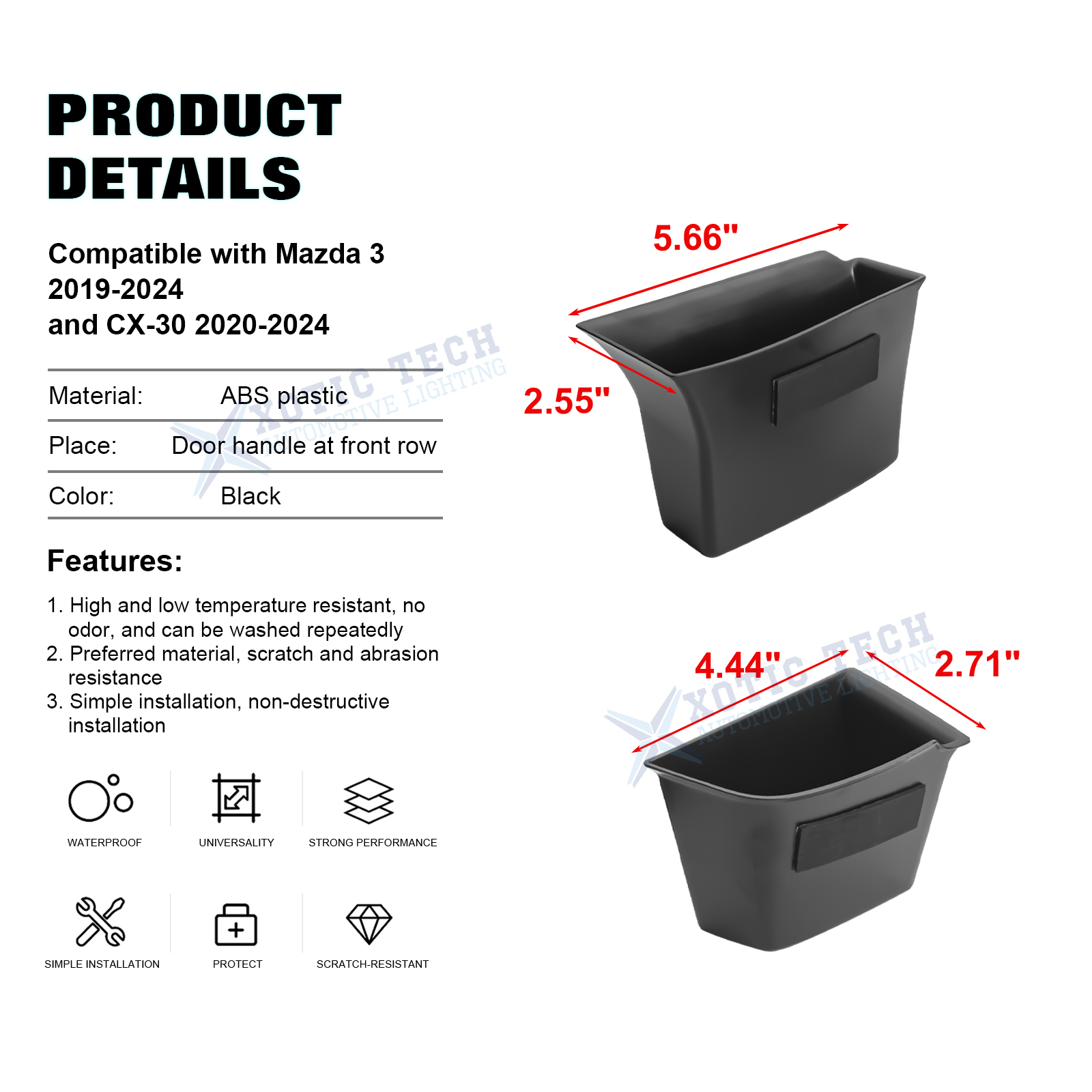Front Door Side Storage Box Organizer Accessories For Mazda 3 CX30