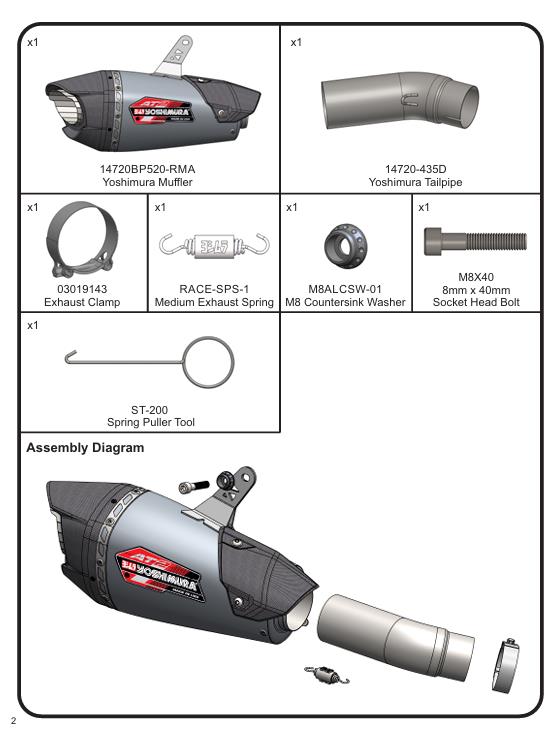 Yoshimura 14720BP520 AT2 Slip-On Exhaust Muffler fits 2023-2025