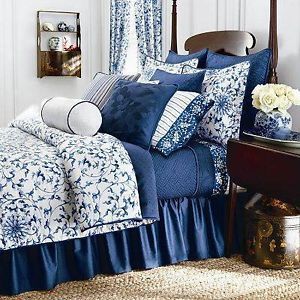 Ralph Lauren Chaps Camellia Queen Comforter Set Blue White Floral 4