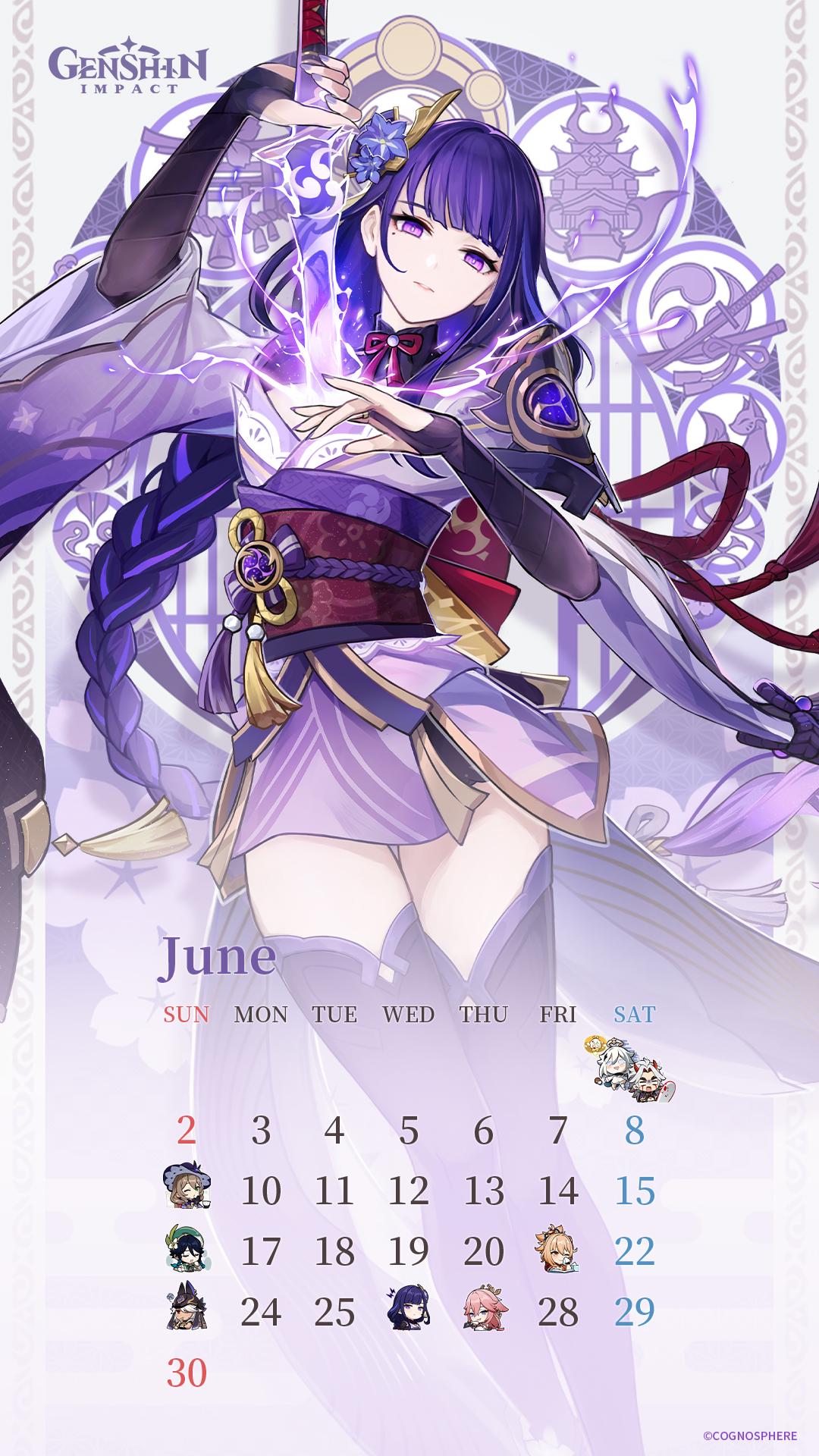 原神カレンダー表示 - 6月 : r/Genshin_Impact