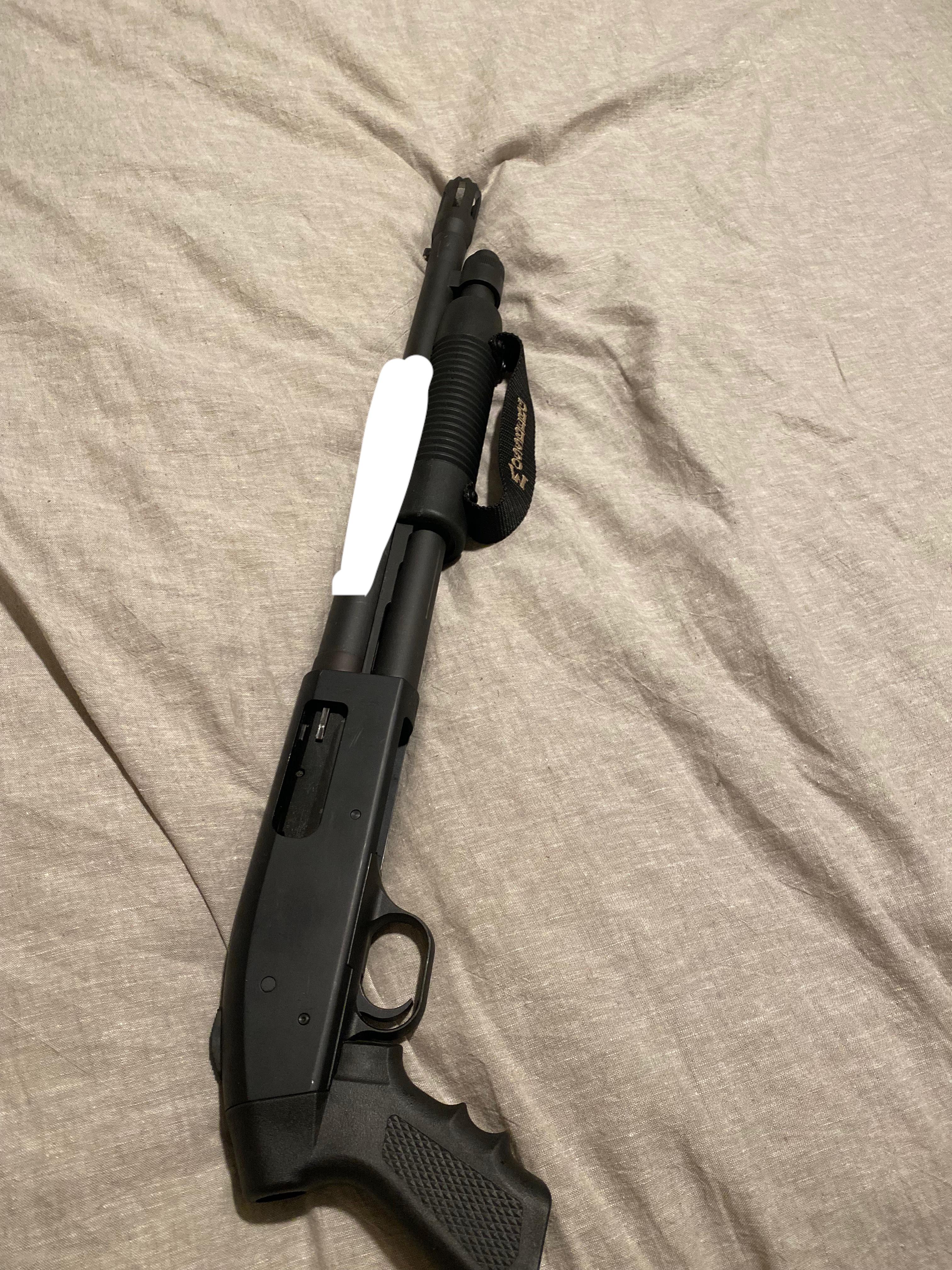 Barrel change for mossberg 500 door breacher. The mag tube is